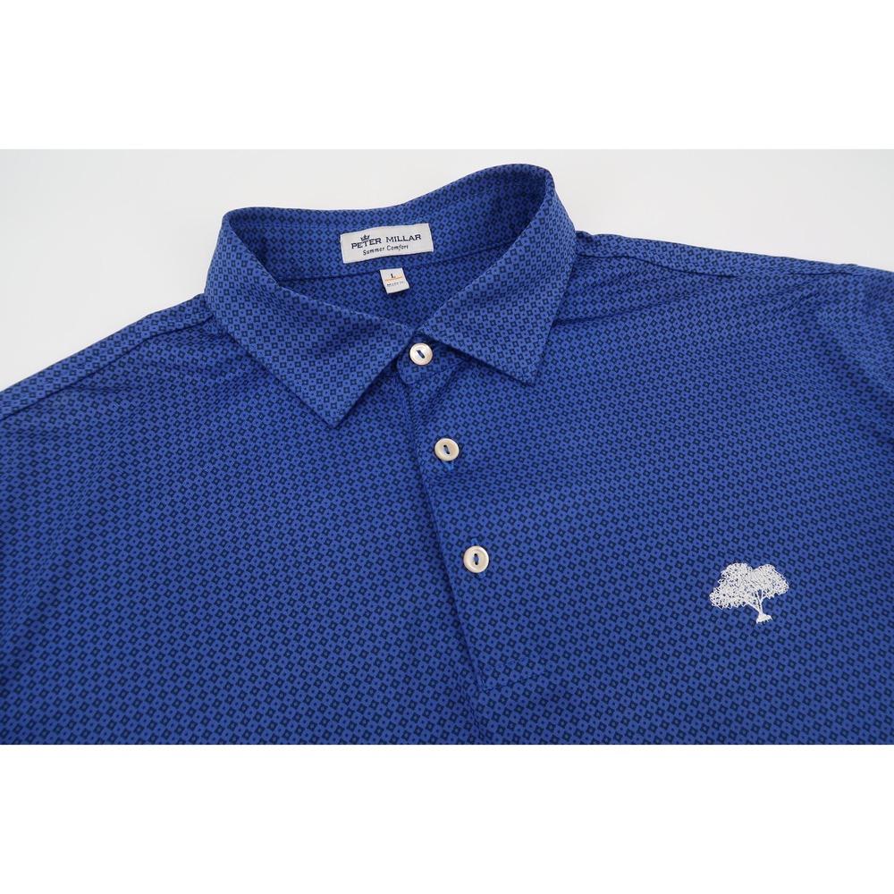 Peter Millar Summer Comfort Mens Large Blue Geoemetric‎ Performance Polo Shirt
